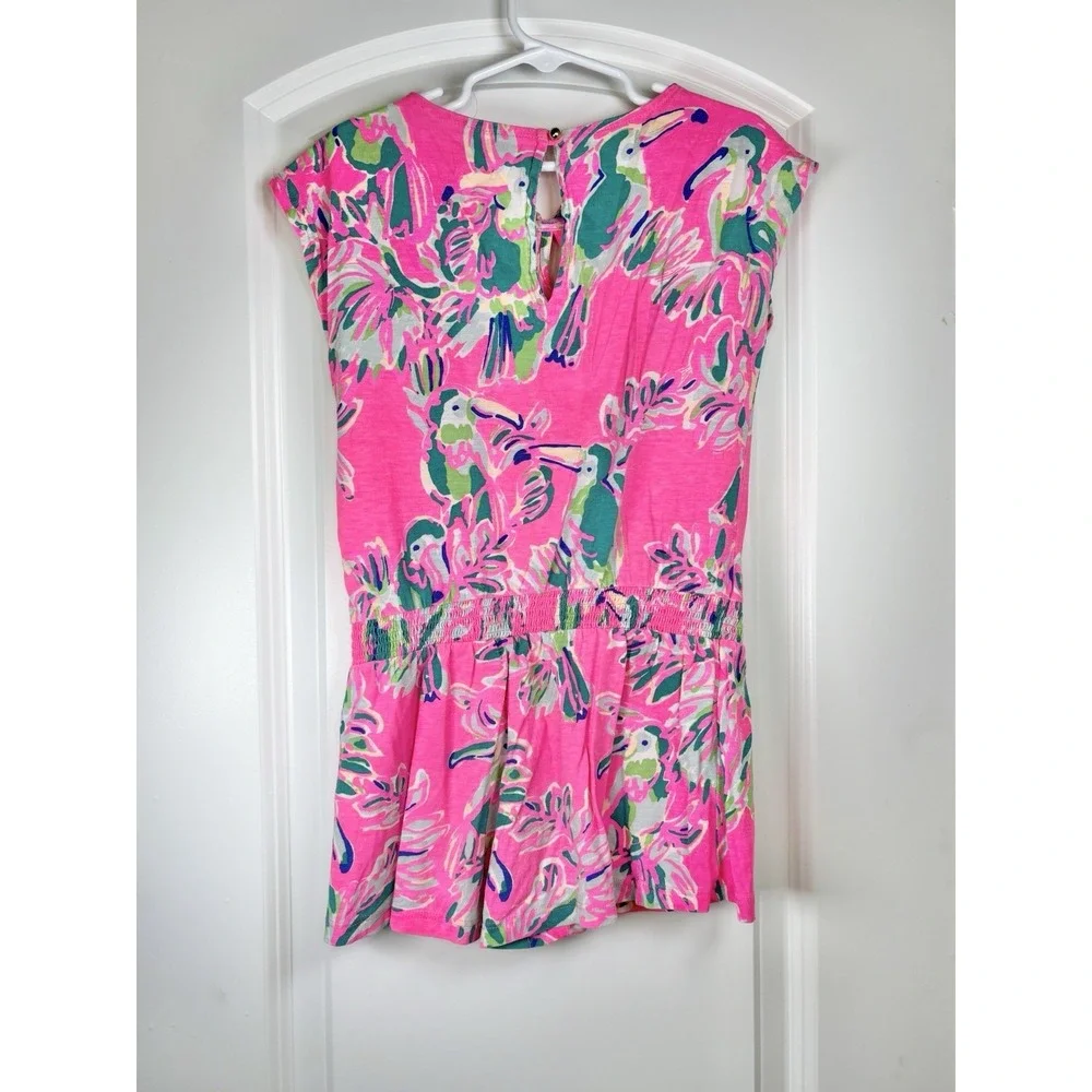 Lilly Pulitzer Girls Romper Size M 6-7 Pink Toucan Print Good Condition